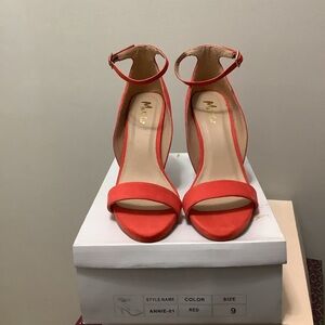 Red open toe heels